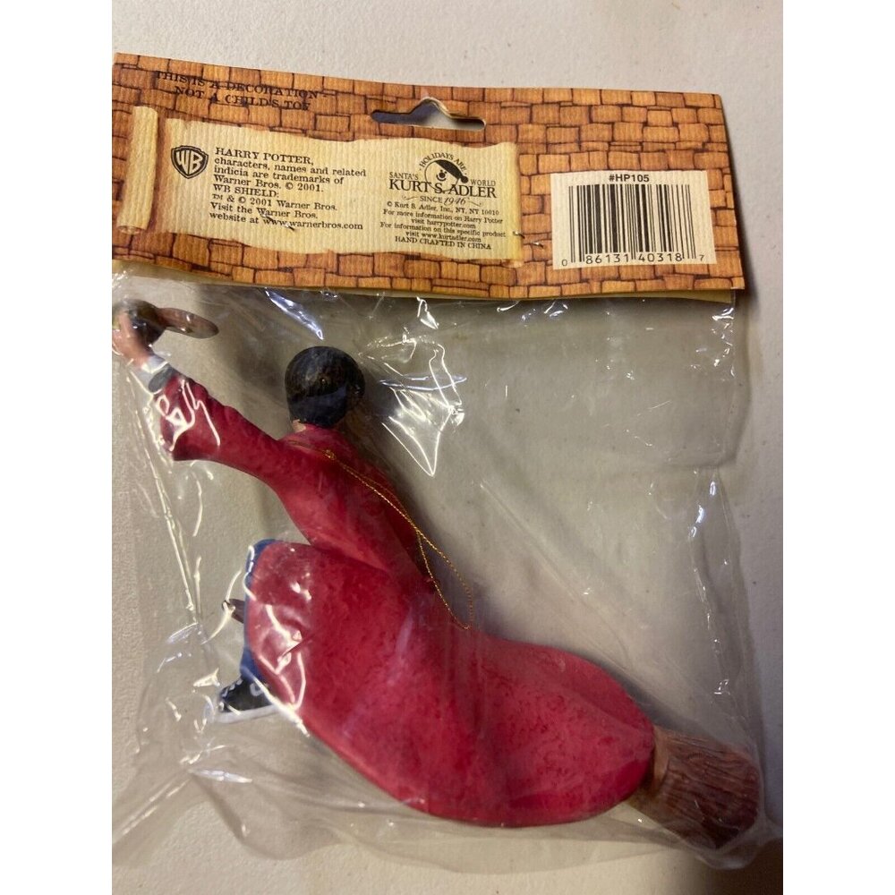 Harry Potter Ornament Flying On Broom Golden Snitch Kurt Adler Christmas 2001 - Picture 7 of 9